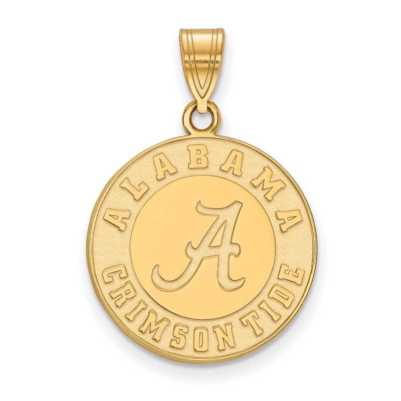 14k Gold Plated Silver U. Of Alabama Large Logo Disc Pendant